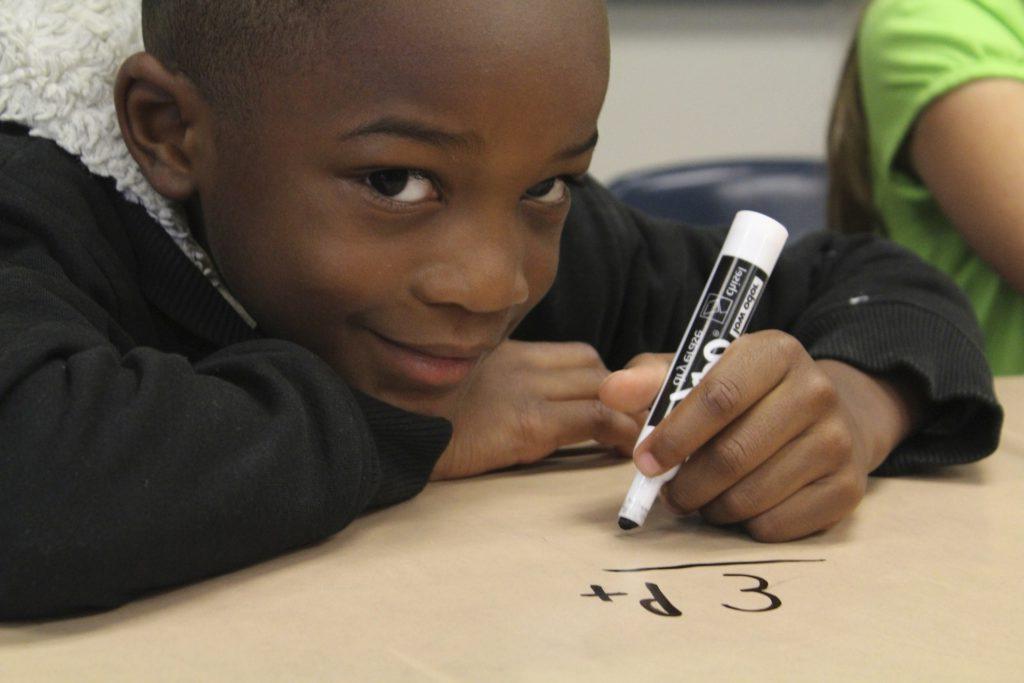 Boy doing math